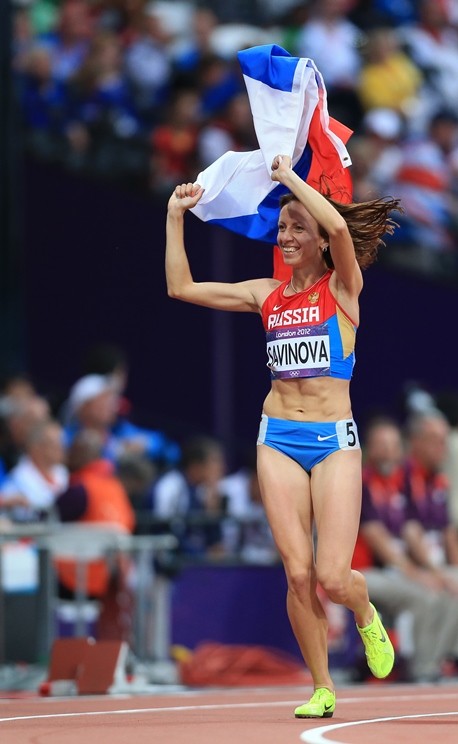 11th August 2012 - London 2012 Olympic Games - Athletics - Women's 800m - Mariya Savinova (RUS) celebrates victory - Photo: Simon Stacpoole / Offside.