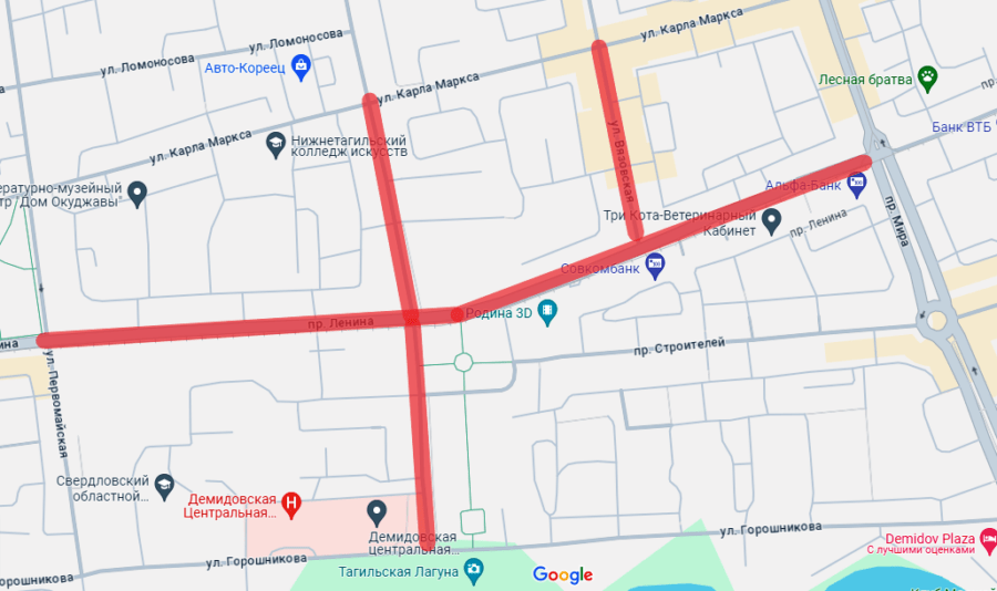 Перекрытия дорог в Нижнем Тагиле 6 мая