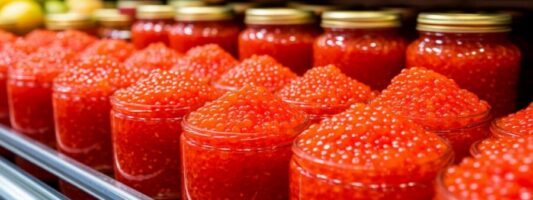 Цена красной икры нового улова взлетела до рекордных 23,5 тыс рублей за килограмм